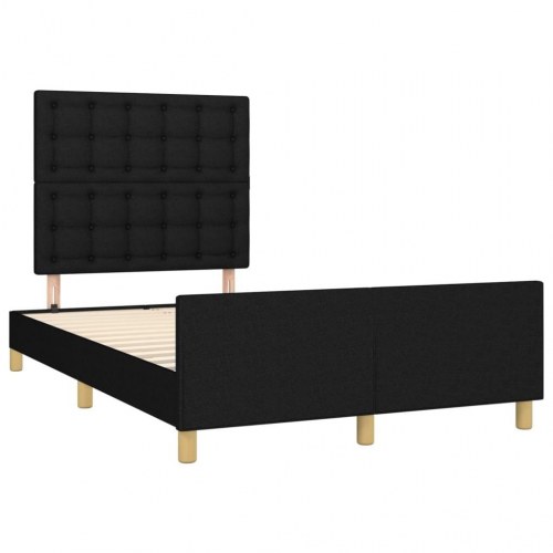 Sengeramme med sengegavl i stof - sort 120 x 200 cm