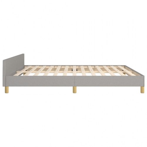 Sengeramme med sengegavl 180x200 cm - stof, lysegrå