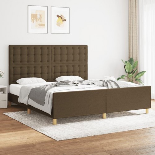 Sengeramme med sengegavl 180x200 cm stof mørkebrun