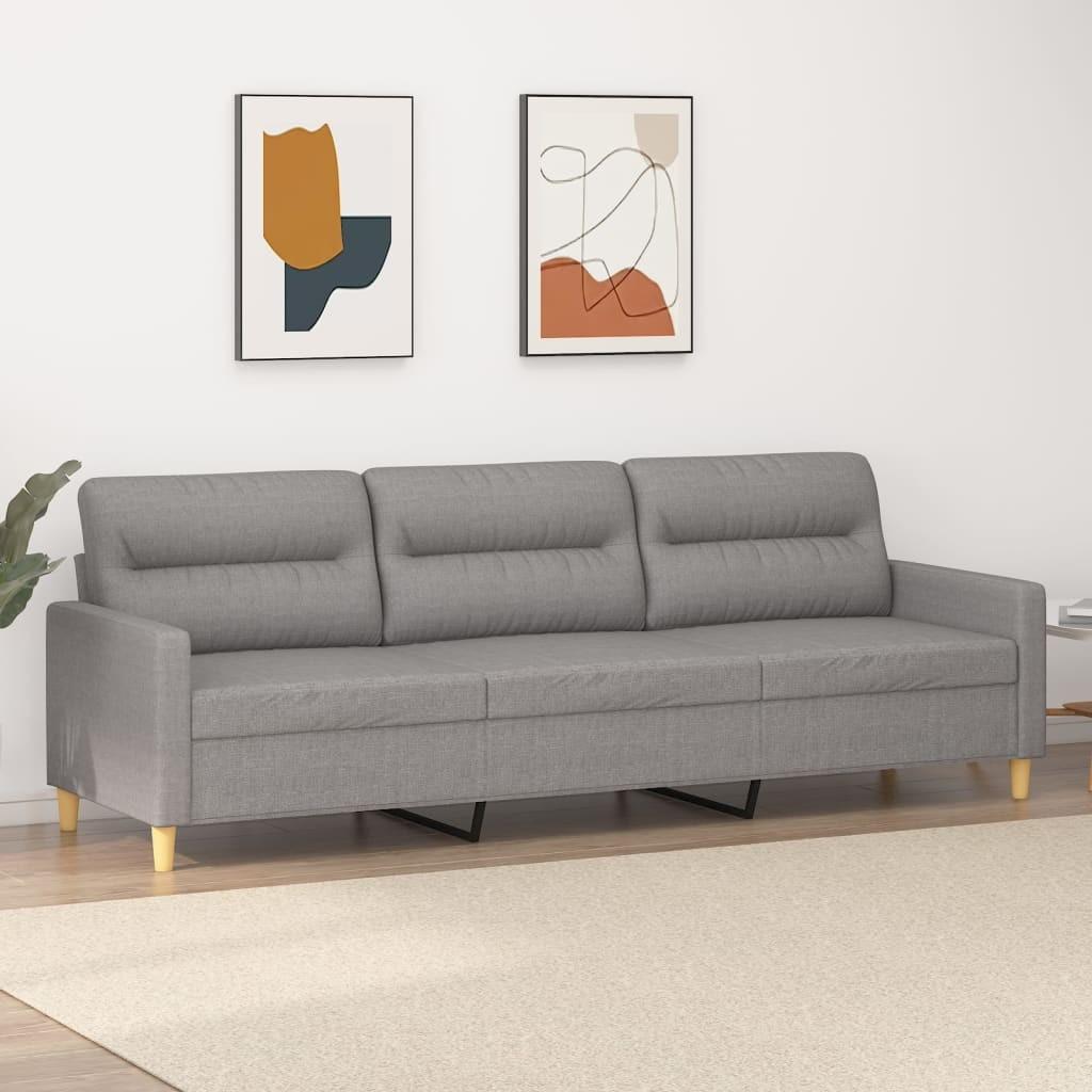 3-personers sofa 210 cm stof lysegrå