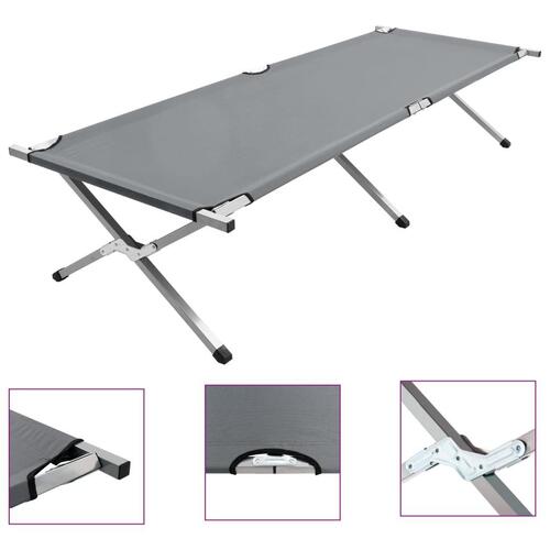 Campingseng 210 x 80 x 48 cm XXL grå