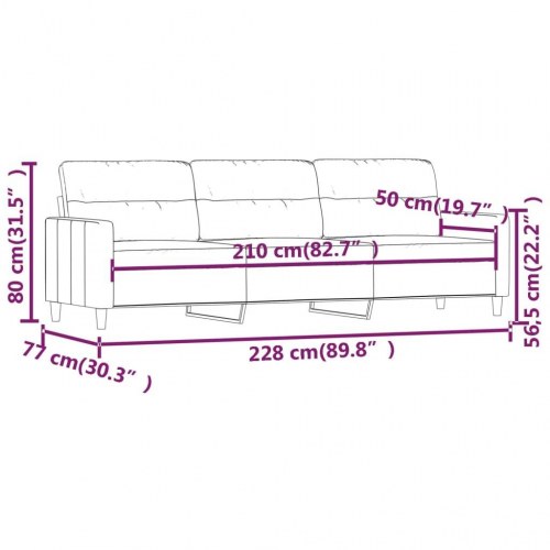 3-personers sofa 210 cm stof lysegrå
