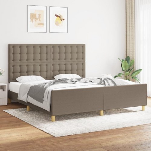 Sengeramme med sengegavl 180×200 cm - stof gråbrun
