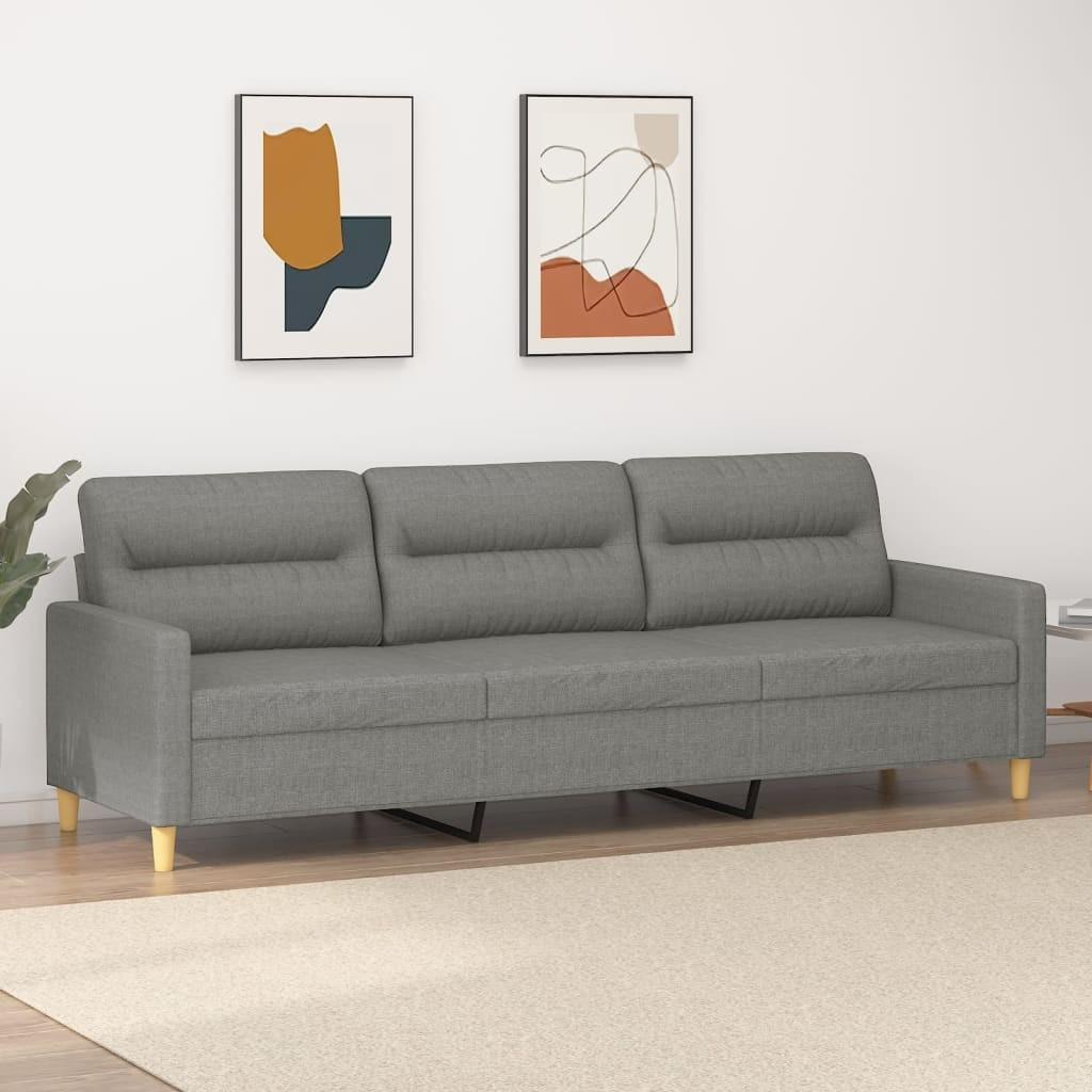 3-personers sofa 210 cm stof mørkegrå