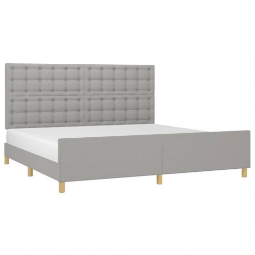 Sengeramme 200x200 cm med justerbar sengegavl - stof, lysegrå