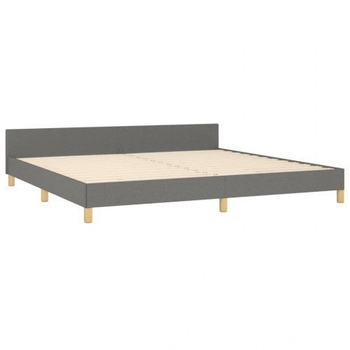 Sengeramme med sengegavl 200x200 cm - stof, mørkegrå
