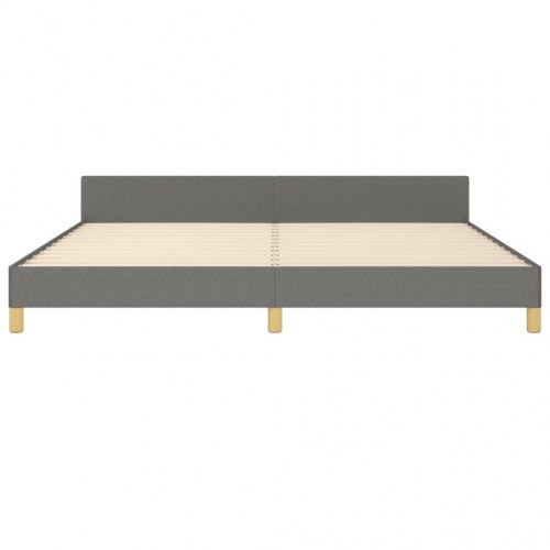 Sengeramme med sengegavl 200x200 cm - stof, mørkegrå