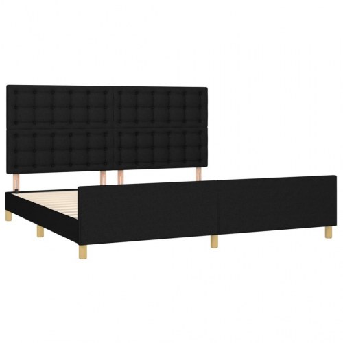 Sengeramme med sengegavl 200x200 cm - stof, sort