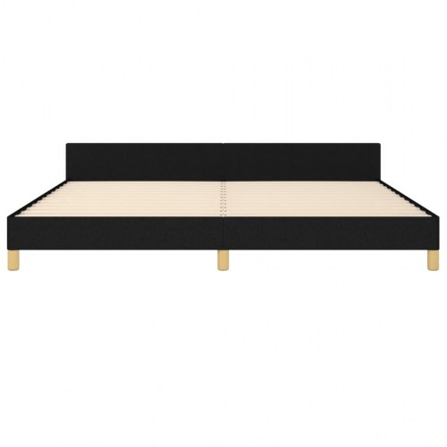 Sengeramme med sengegavl 200x200 cm - stof, sort
