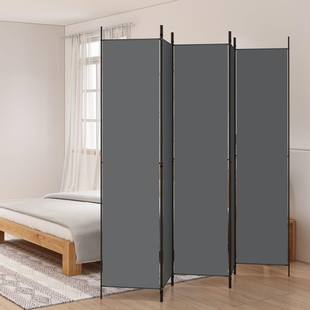5-panels rumdeler 250x220 cm stof antracitgrå