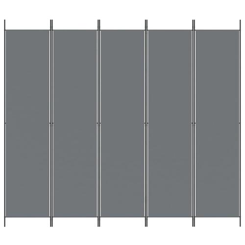 5-panels rumdeler 250x220 cm stof antracitgrå