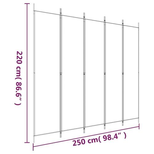 5-panels rumdeler 250x220 cm stof antracitgrå