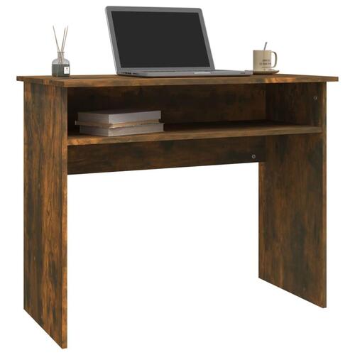 Skrivebord 90x50x74 cm konstrueret træ røget egetræsfarve