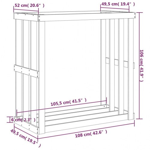 Udendørs brændestativ 108x52x106 cm massivt fyrretræ