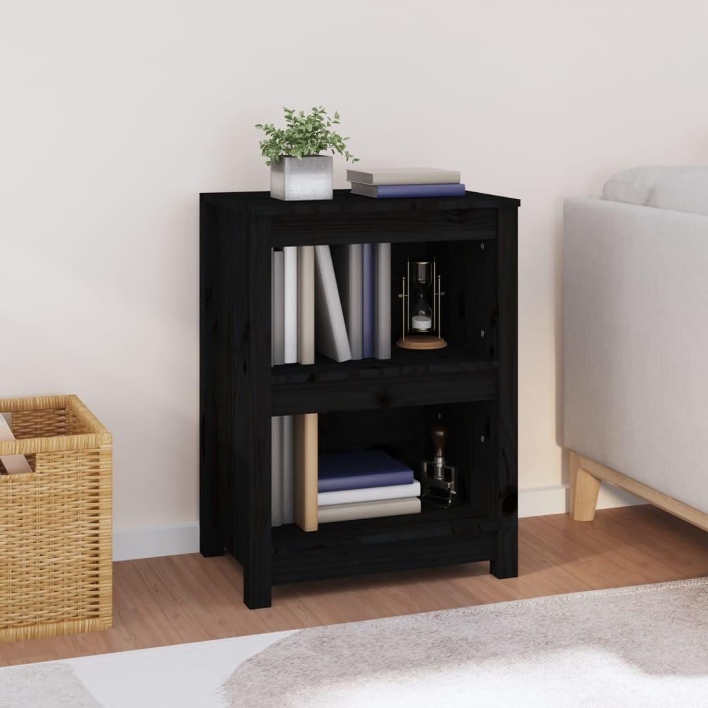Bogreol 50x35x68 cm massivt fyrretræ sort