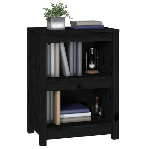 Bogreol 50x35x68 cm massivt fyrretræ sort