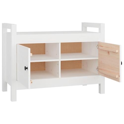 Entrébænk 80x40x60 cm massivt fyrretræ Hvid