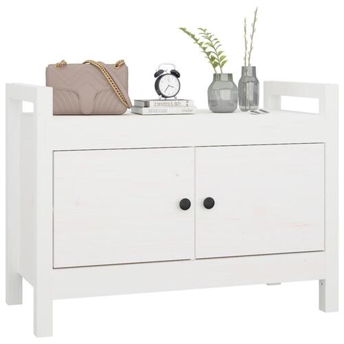 Entrébænk 80x40x60 cm massivt fyrretræ Hvid