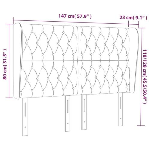 Sengegavl med kanter 147x23x118/128 cm stof sort