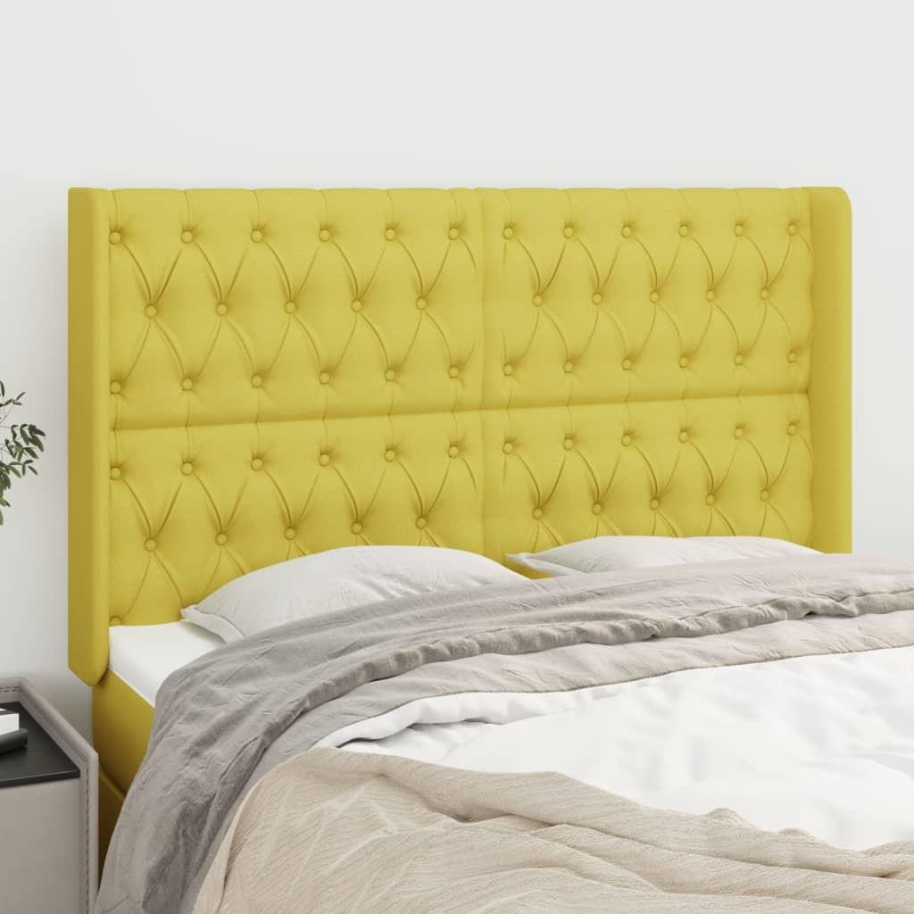 Sengegavl med kanter 147x16x118/128 cm stof grøn