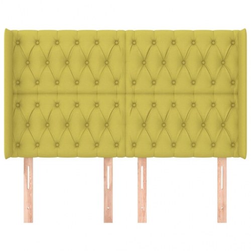 Sengegavl med kanter 147x16x118/128 cm stof grøn