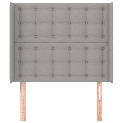 Sengegavl med kanter 103x16x118/128 cm stof lysegrå