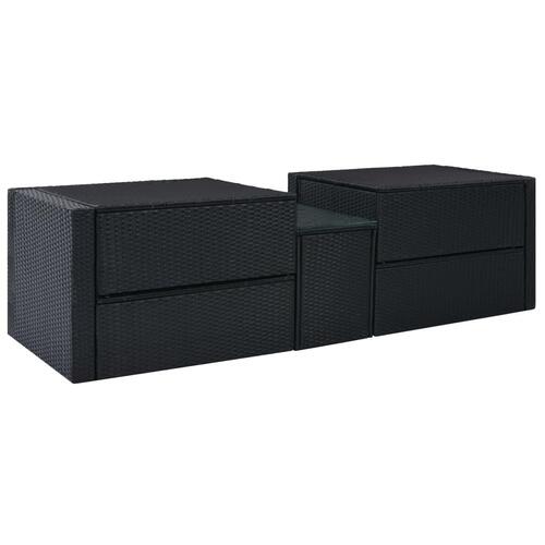 Haveloungesæt 5 dele med hynder polyrattan sort