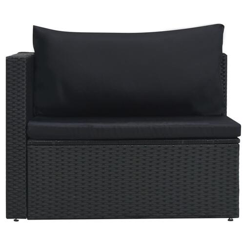 Haveloungesæt 5 dele med hynder polyrattan sort