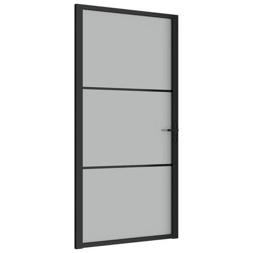 Dør 102,5x201,5 cm sikkerhedsglas mat glas og aluminium sort