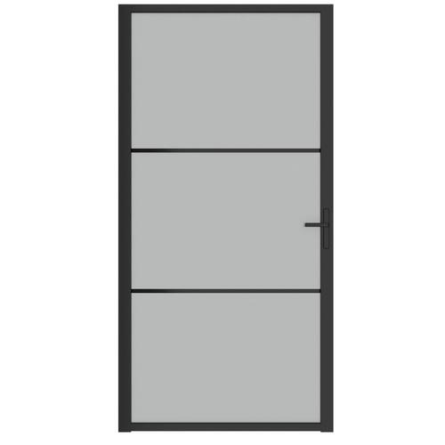 Dør 102,5x201,5 cm sikkerhedsglas mat glas og aluminium sort