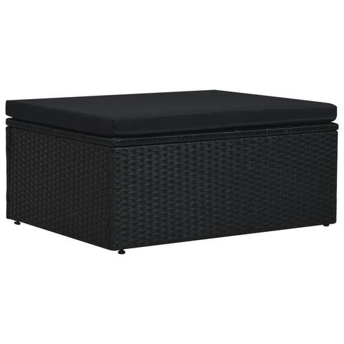 Haveloungesæt 5 dele med hynder polyrattan sort
