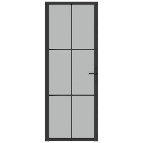 Dør 76x201,5 cm mat glas og aluminium sort