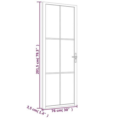Dør 76x201,5 cm mat glas og aluminium sort
