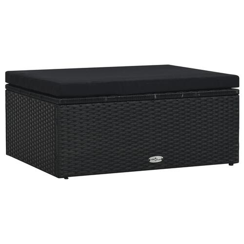 Haveloungesæt 5 dele med hynder polyrattan sort