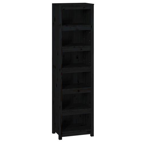 Bogreol 50x35x183 cm massivt fyrretræ sort
