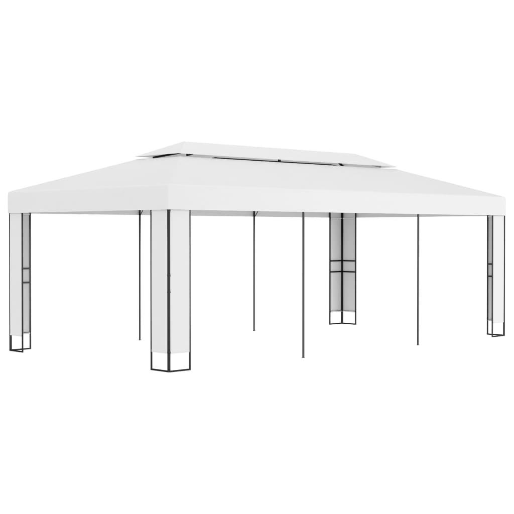 Pavillon med dobbelttag 3x6 m hvid