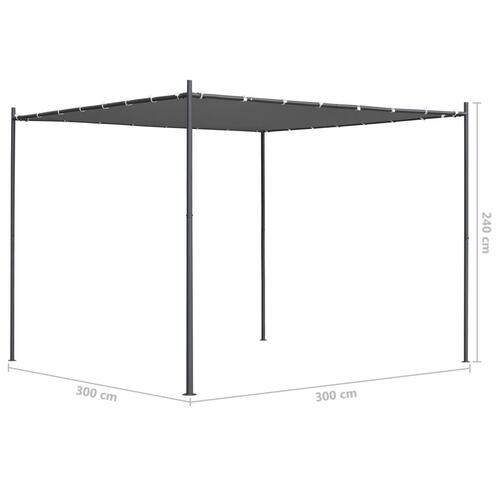Pavillon med fladt tag 3x3x2,4 m antracitgrå