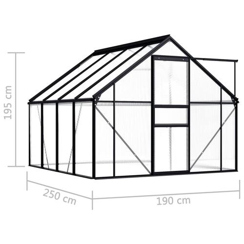 Drivhus 4,75 m² aluminium antracitgrå