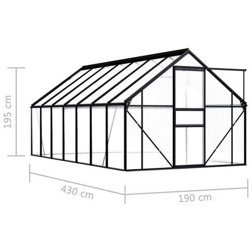 Drivhus 8,17 m² aluminium antracitgrå