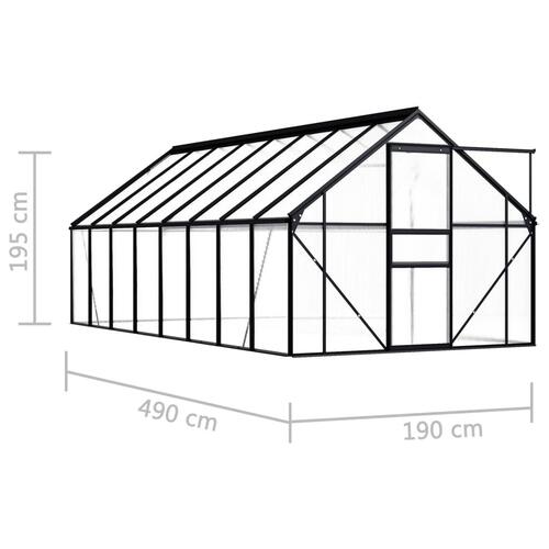 Drivhus 9,31 m² aluminium antracitgrå