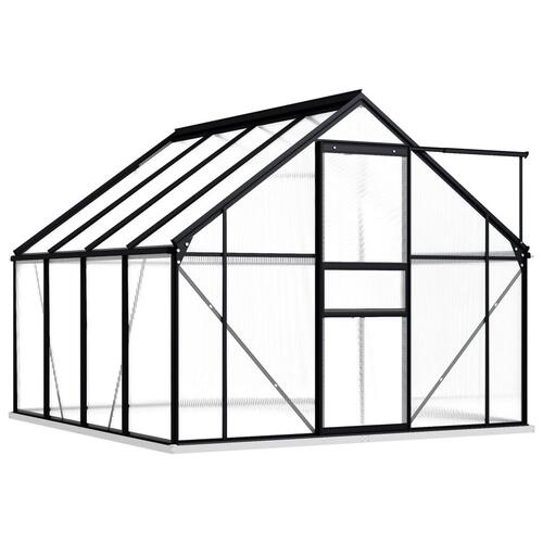 Drivhus med fundamentramme 3,3 m² aluminium antracitgrå