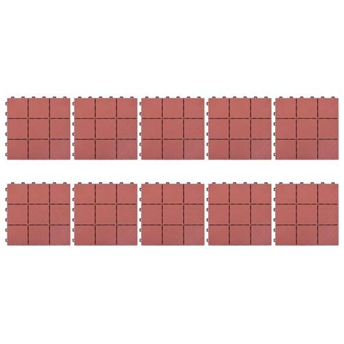 Terrassefliser 10 stk. 30,5x30,5 cm plastik rød