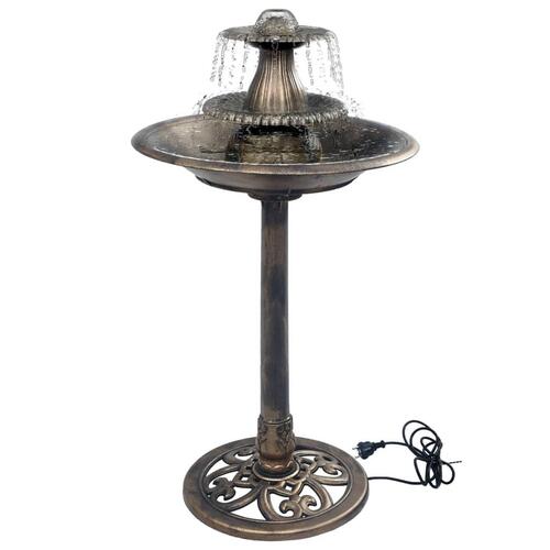 Fuglebad med springvand 50x91 cm plastik bronzefarvet