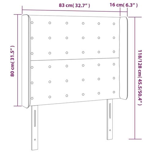 Sengegavl med kanter 83x16x118/128 cm stof mørkegrå