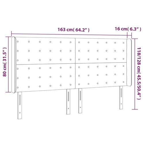 Sengegavl med kanter 163x16x118/128 cm stof mørkegrå