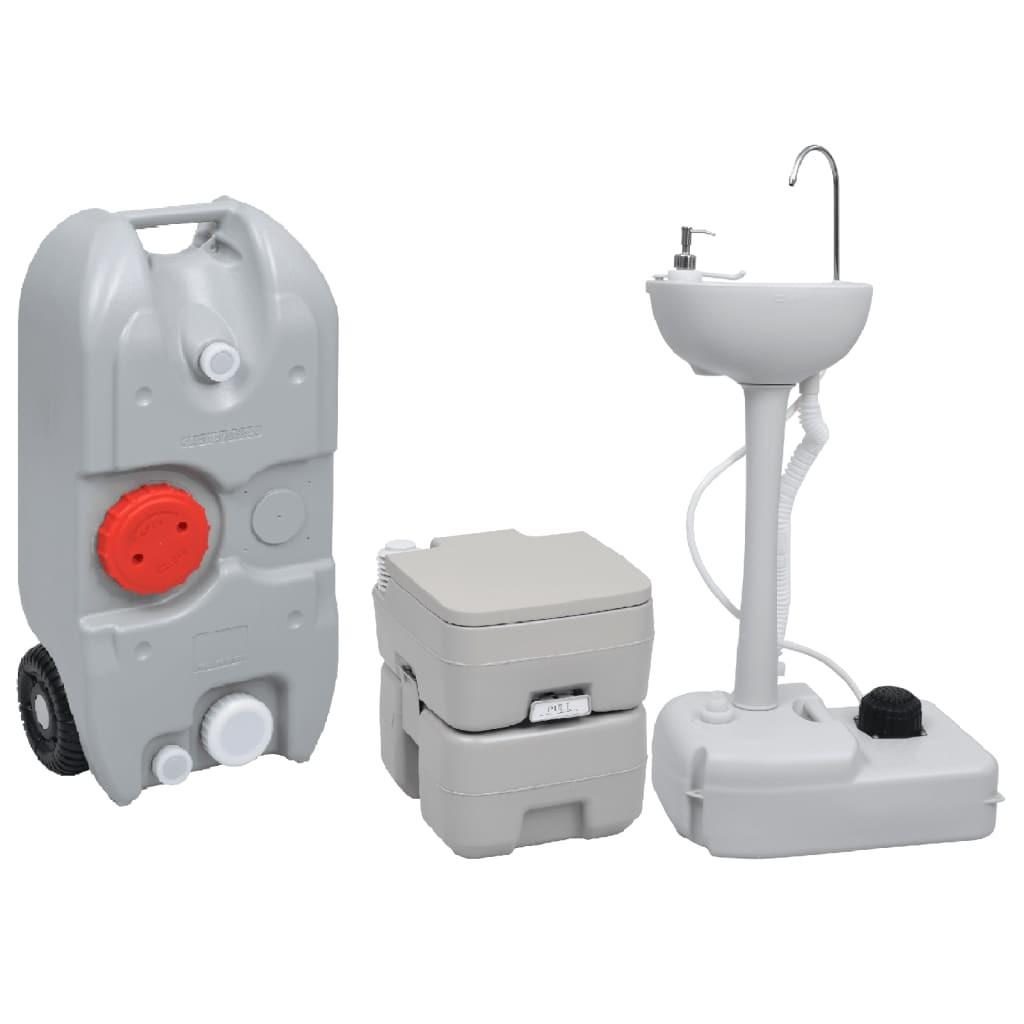 Transportabelt campingtoilet og håndvask med vandbeholder