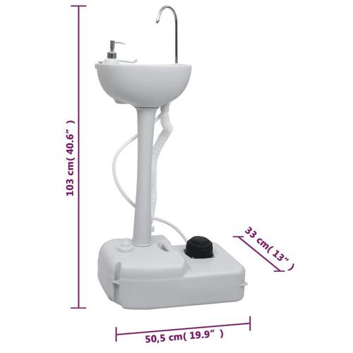 Transportabelt campingtoilet og håndvask med vandbeholder