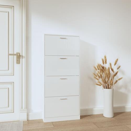 Skoreol 59x17x150 cm konstrueret træ hvid højglans