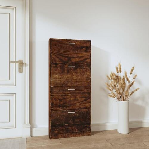 Skoskab 59x17x150 cm konstrueret træ røget egetræsfarve