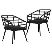 Havestole med hynder 2 stk. polyrattan sort